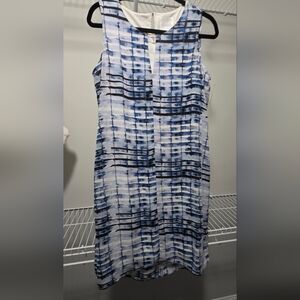 Lysse Blue and White Midi Dress